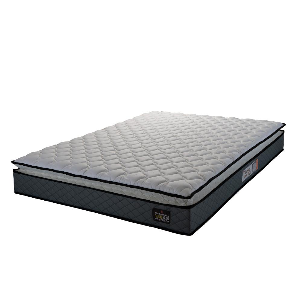 Colchão Casal Espuma D45 Pillow Top Strong 138x188x24cm Cinza/Branco Hellen - Suporta até 150kg por Pessoa - Home & Living