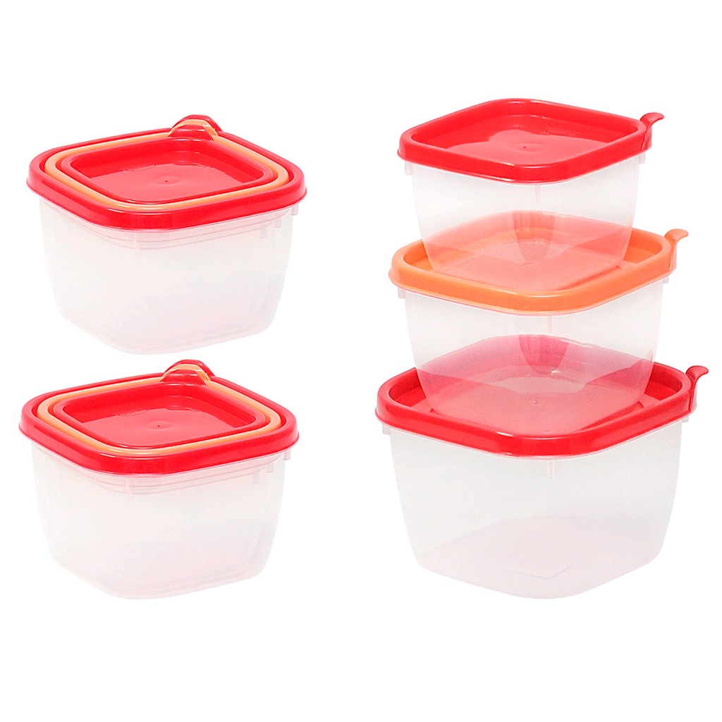 6 potes com tampa colorida plástico plasútil Vasilha marmita tapoer tapuer tupperware tapware tapawer tupperware