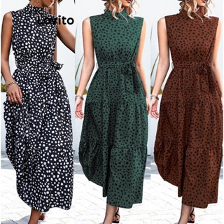 Lovito Vestido Elegante Com Cinto E Camada De Bolinhas Para Mulheres LNL41090