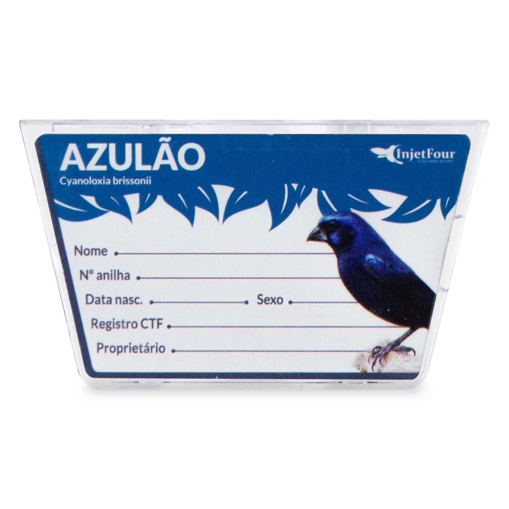 Porta Nome Azulão Placa Ficha Identificação Gaiola Marcação em Acrílico Cyanoloxia brissonii