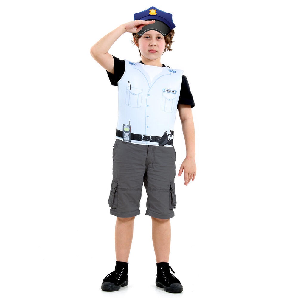 Fantasia Profissões Policial Infantil Kit Peitoral E Quepe - Baby & Kids Fashion