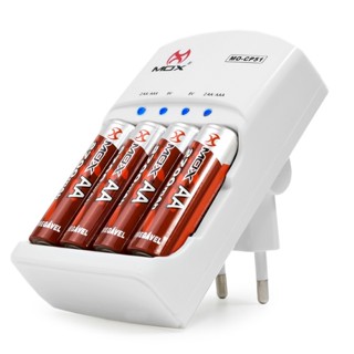 Kit recarregável mox MO-CP51 carregador + pilhas aa - Com função auto stop - (Estação do Som)