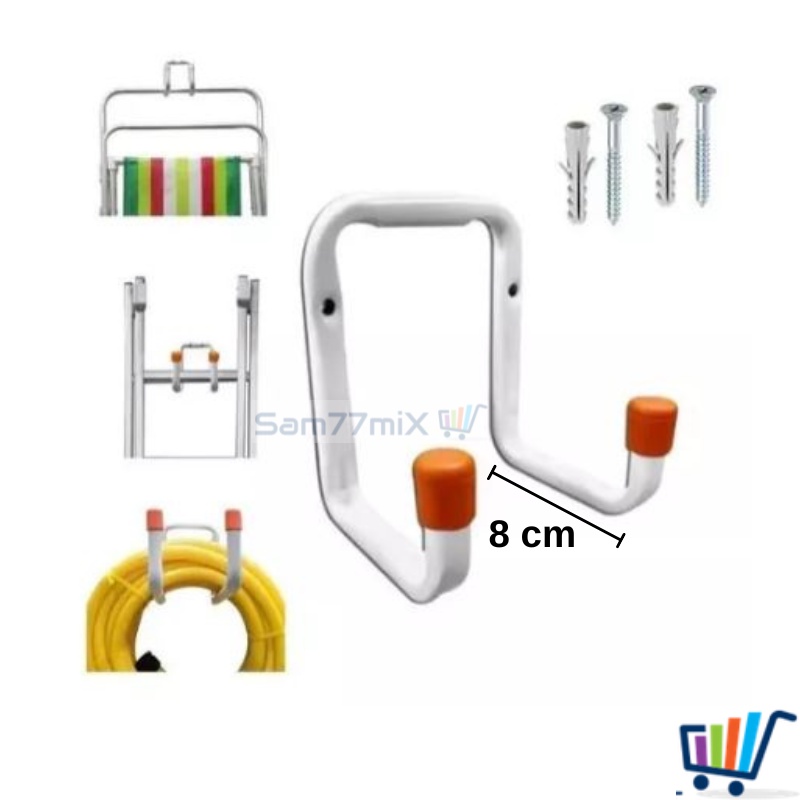 Gancho Suporte De Aço Multiuso Para Pendurar Mangueira Escada Bicicleta 8cm em Oferta na Shopee