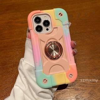 Pára-Choques Blindados A Arco-Íris Caixa De Silicone À Prova De Choque IPhone 15 14 13 12 Pro Max Com Tampa Rígida Resistente Para Anéis
