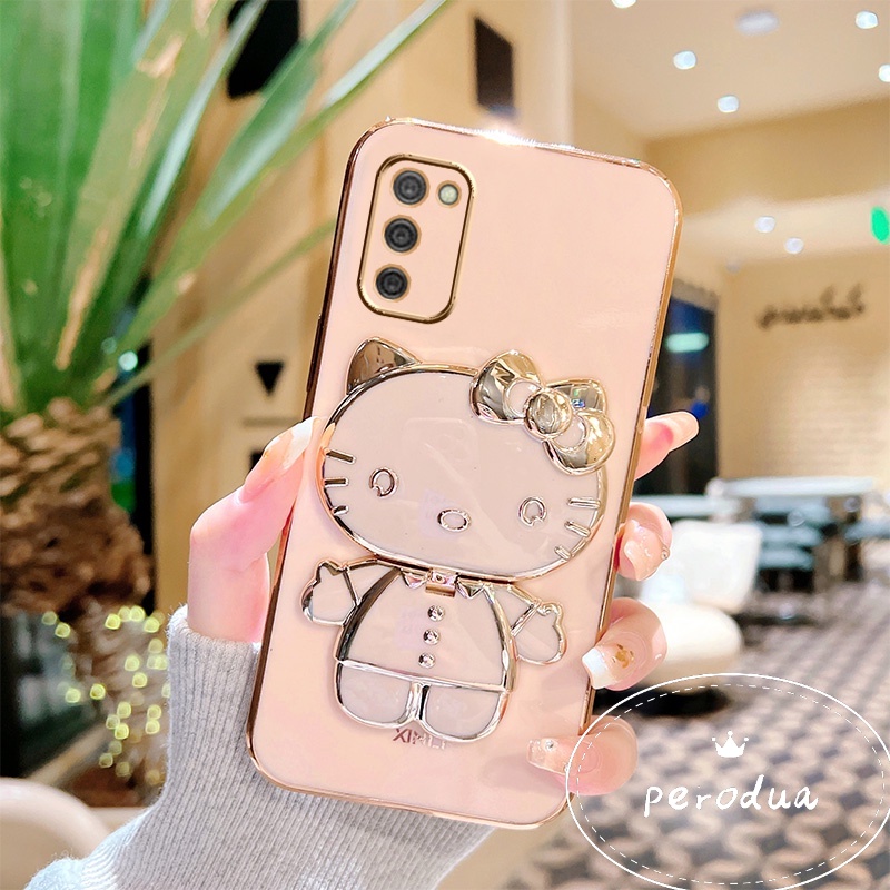 Invólucro Samsung Galaxy A03/A26/A03S/A02S/A04e/A04/A05/A05S/A54 5G Hello Kitty Suporte Galvanoplastia Caso Macio