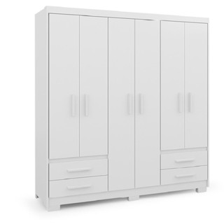 Guarda Roupas Casal 6 Portas 4 Gavetas Primacy Branco Batrol