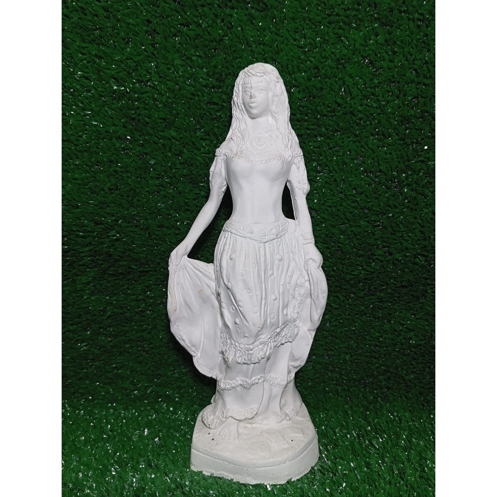 ESCULTURA IMAGEM POMBA GIRA CIGANA 23CM EM GESSO CRU