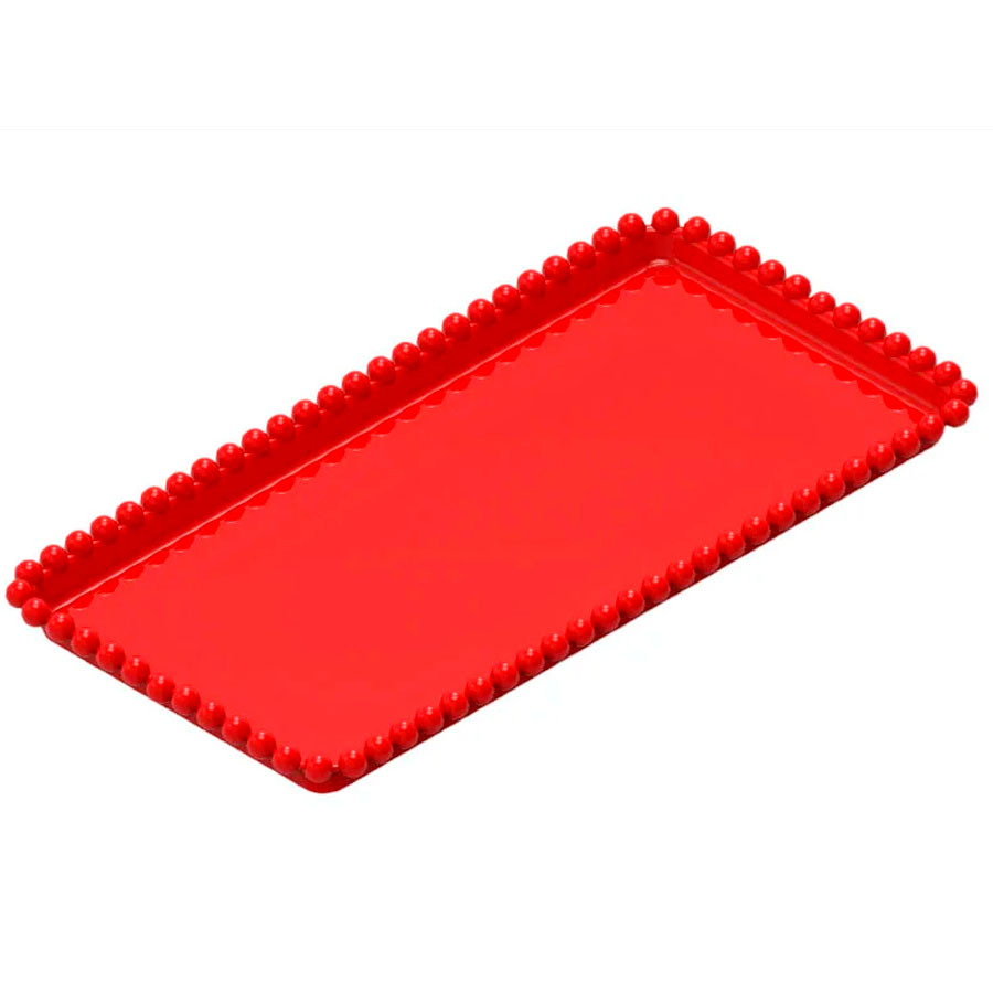 Bandeja Esfera Acrílica Durável Retangular - Vermelho - 25x13cm - 1 unidade - Rizzo - Rizzo