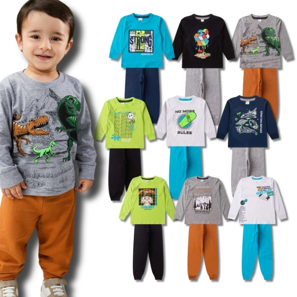 Kit Sortido 2 ou 6 Peças Conjunto Inverno Infantil Menino 1 ao 14 — imagem 1