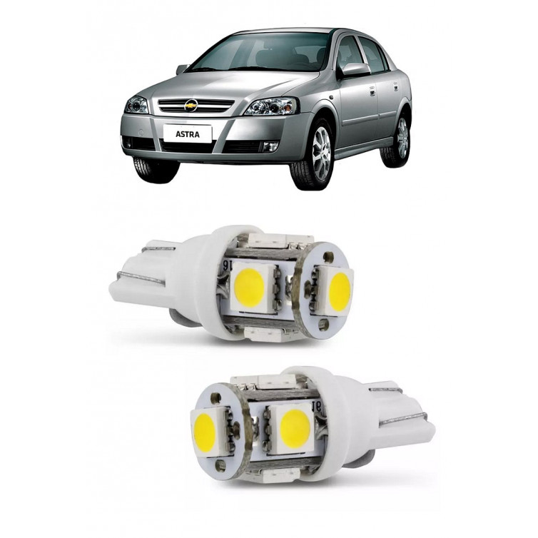 Par Lampada Pingo T10 5 LED Torre Astra Farol Teto Placa
