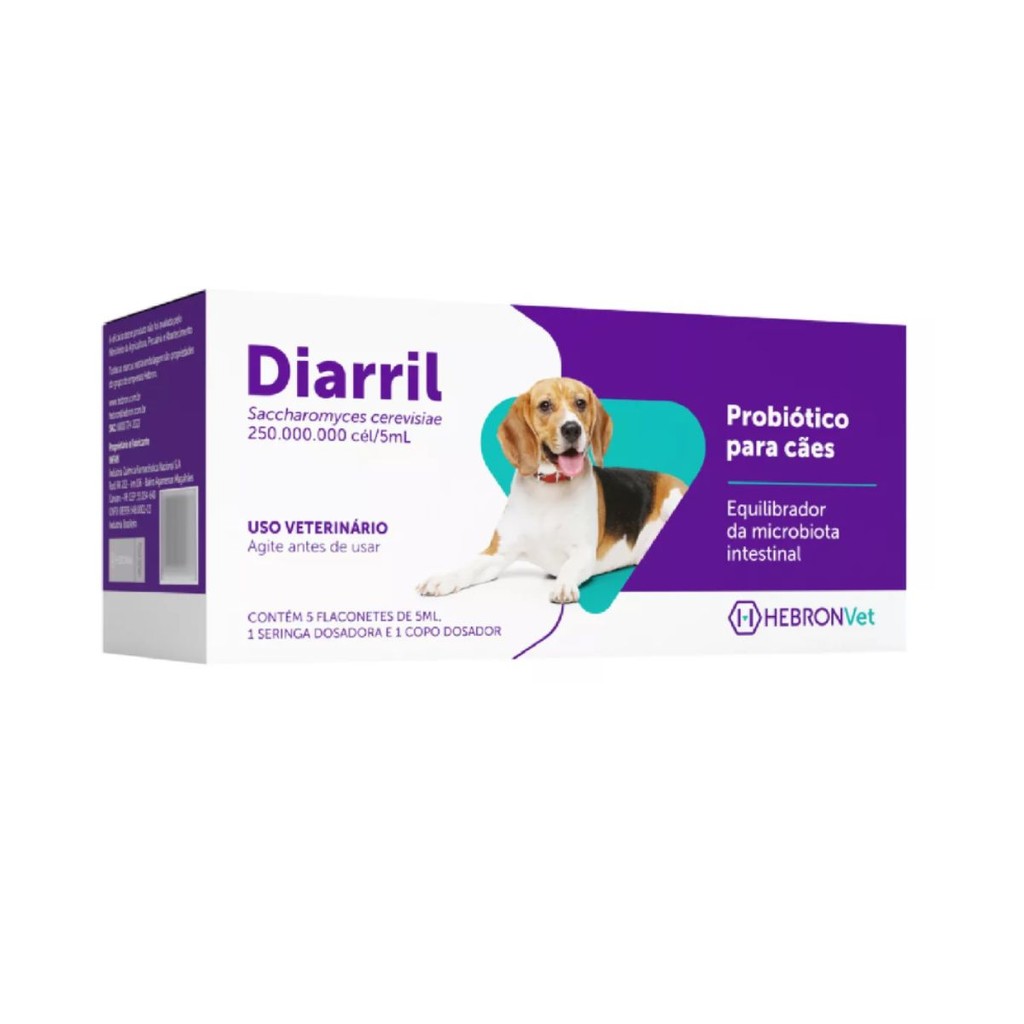 Probiótico Para Cães Diarril OR 5 Flaconetes de 5ml em Oferta na Shopee