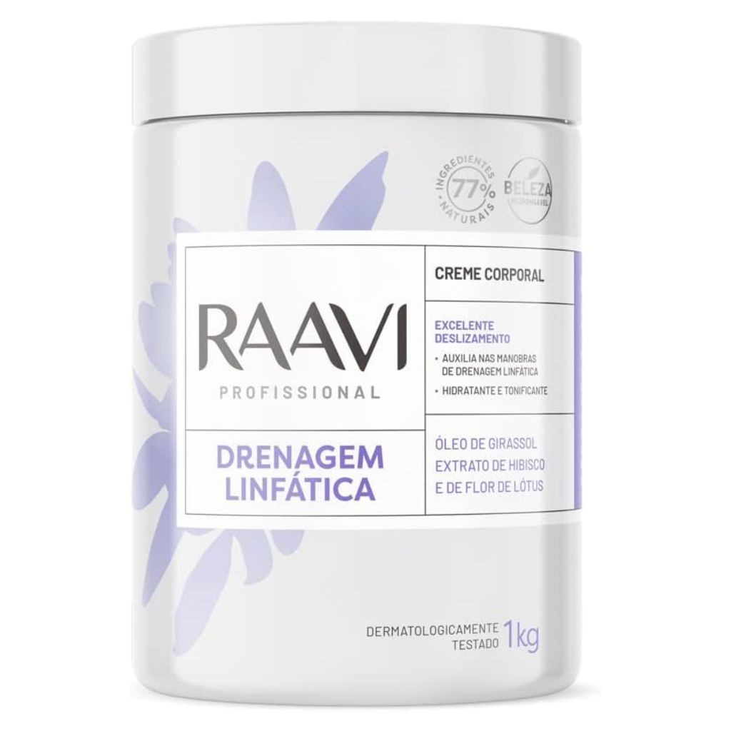 Creme Corporal Drenagem Linfática Estética Profissional 1kg Raavi