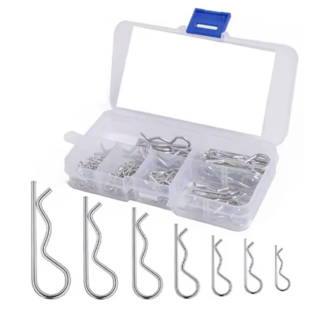 KIT 100 GRAMPOS R TRAVAS PINOS ENGATE EIXO CLIPES CARRO MOTO