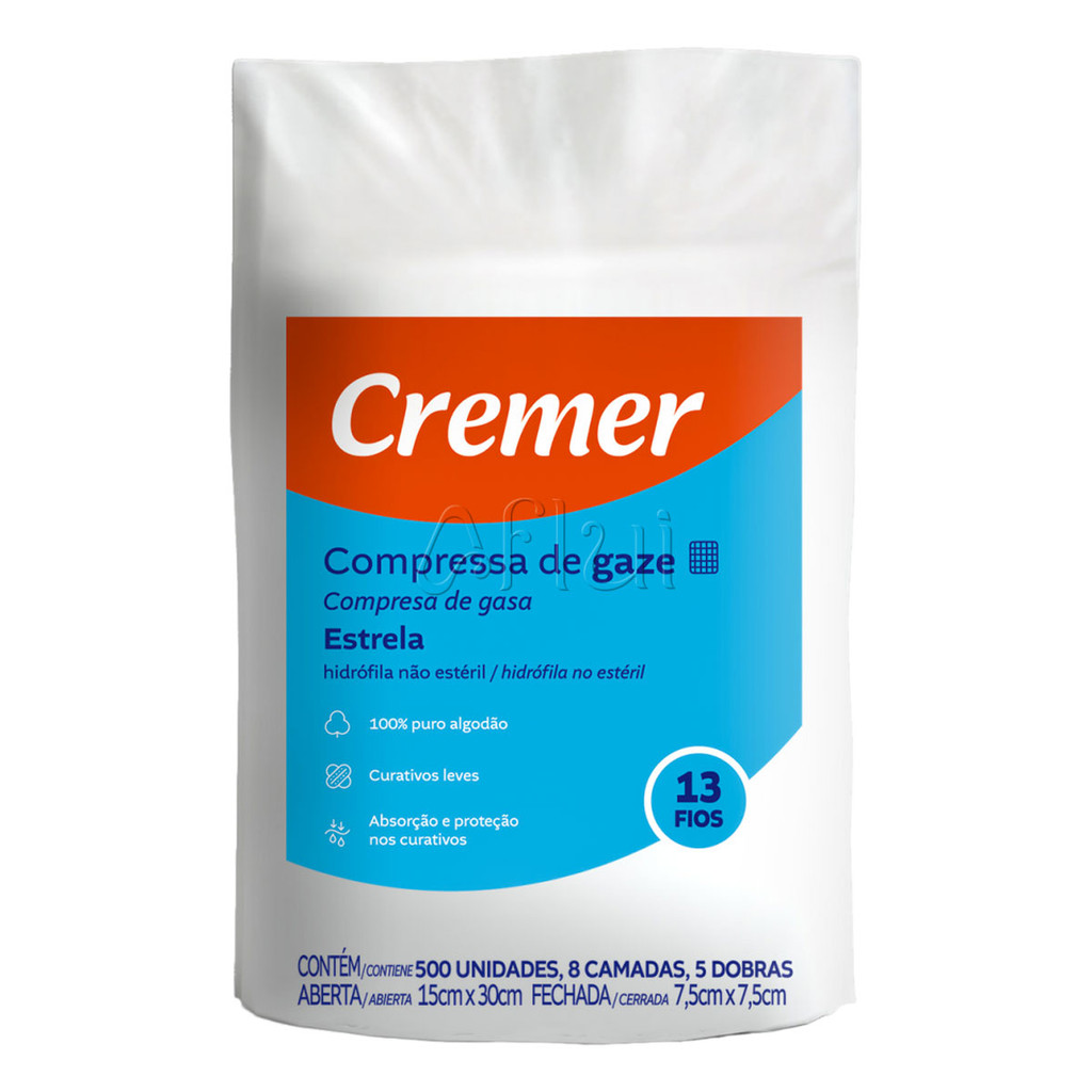 Compressa de Gaze Cremer Com 500 Gazes Curativo em Oferta na Shopee