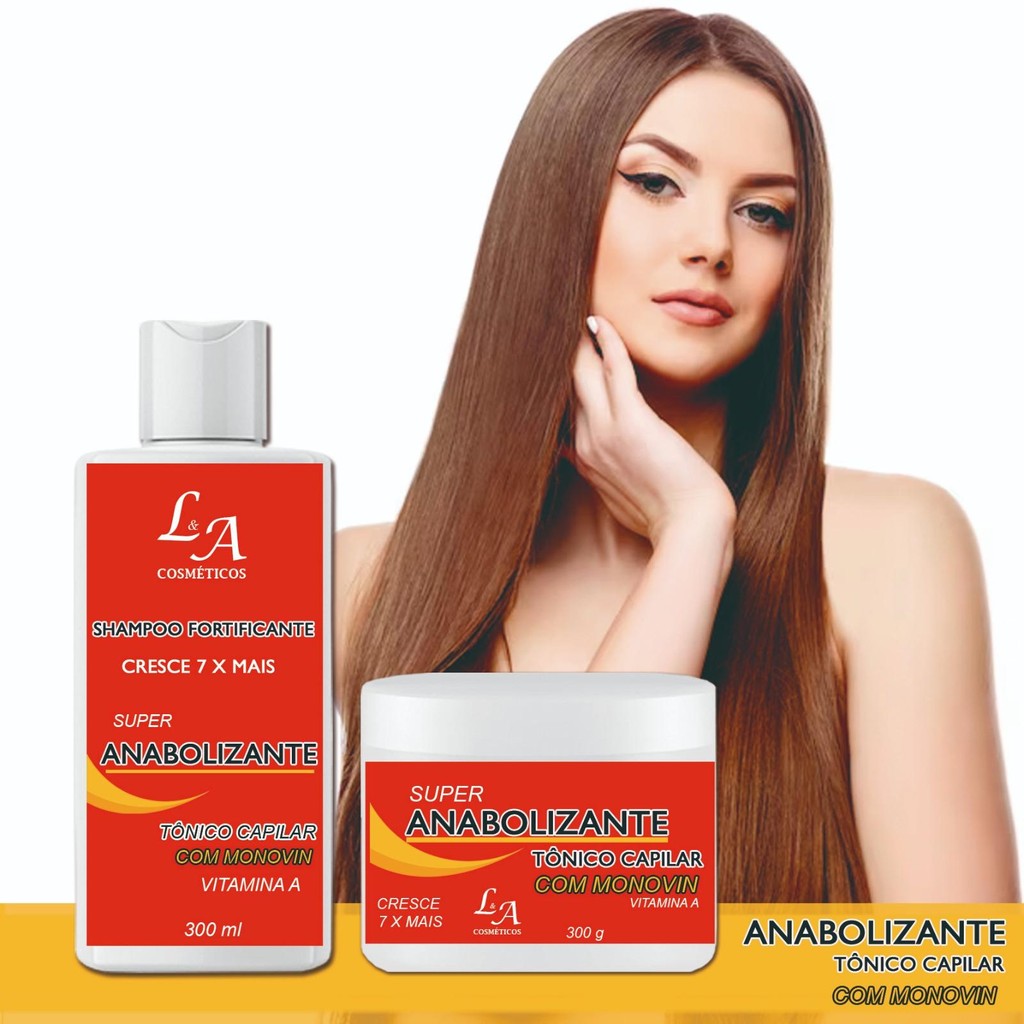Kit Anabolizante Capilar Shampoo e Máscara Cresce 7XX mais Rápido