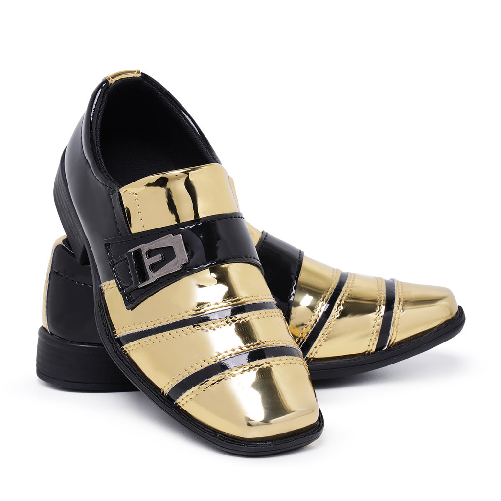 Sapato Social Masculino Infantil Casual Verniz Elegante Macio Leve e Confortavel