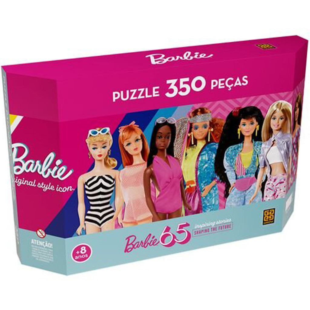 Puzzle Quebra Cabeça Panorama 350 Peças Barbie 65 Anos Inspirando Histórias Presente Infantil Grow