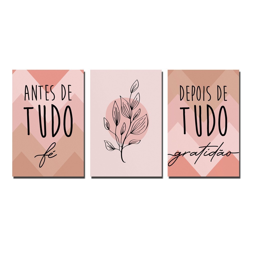 Quadros Decorativos Antes de tudo Fé Flor Abstrata Depois de Tudo Gratidão Empatia