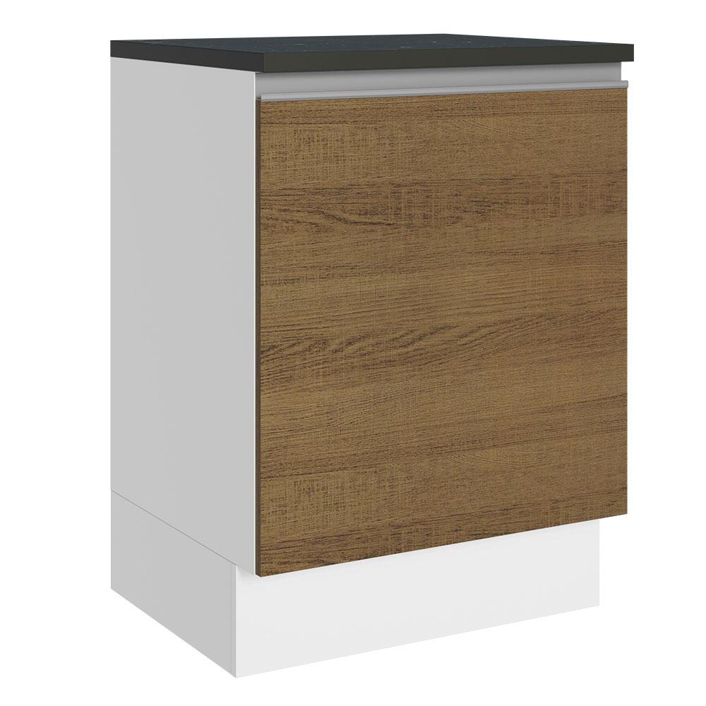 Balcão Armário de Cozinha 100% MDF 60 cm 1 Porta Branco/Rustic Acordes Madesa - Home & Living