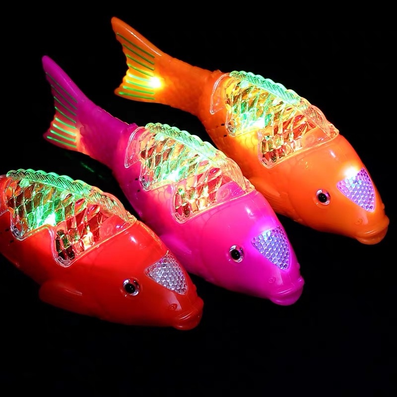 Peixe de Brinquedo Musical com Luz Led Bate Cauda