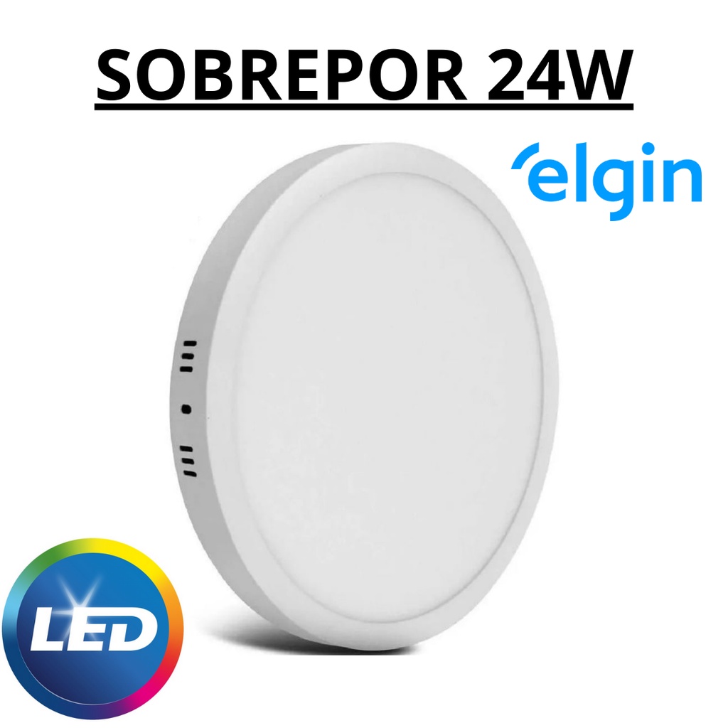 Plafon LED Painel 24w Sobrepor Redondo 6500K Branco ELGIN