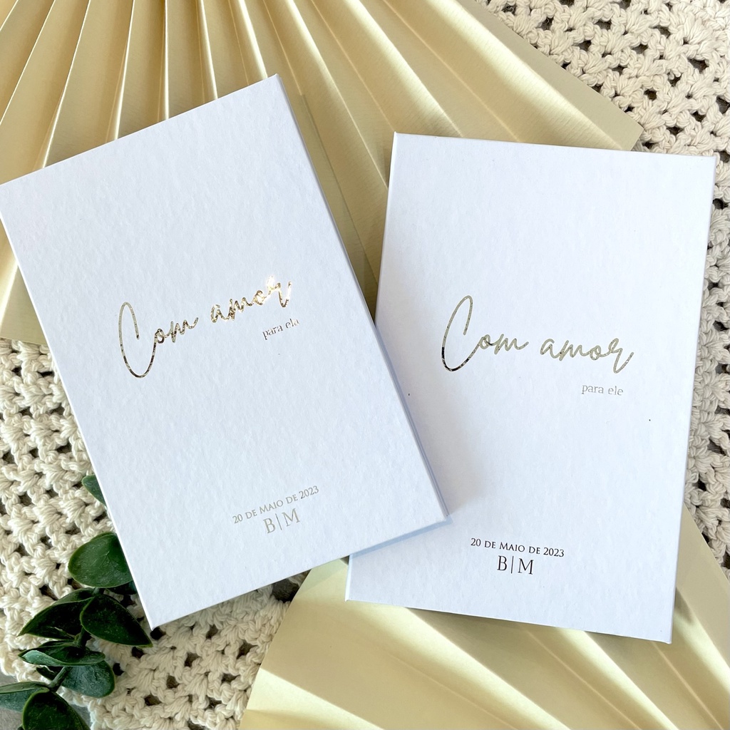 Caderno de votos "Com amor" (Capa dura / Tamanho 10x15cm  / 08 folhas pautadas)