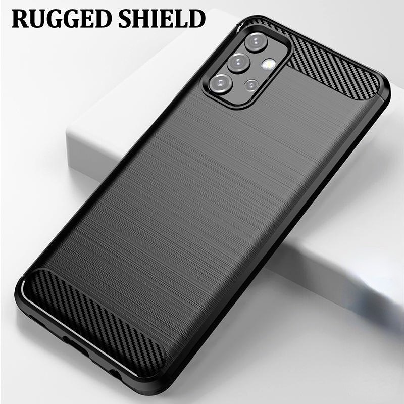 Samsung Galaxy A12 A02s A03s A22 A32 A52 A72 Caixa De Silicone TPU De Fibra De Carbono À Prova De Choque