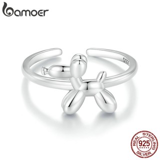 Bamoer 925 Sterling Sliver Ring Balão De Fita Em Forma De Cachorro Presentes De Moda Para Mulheres