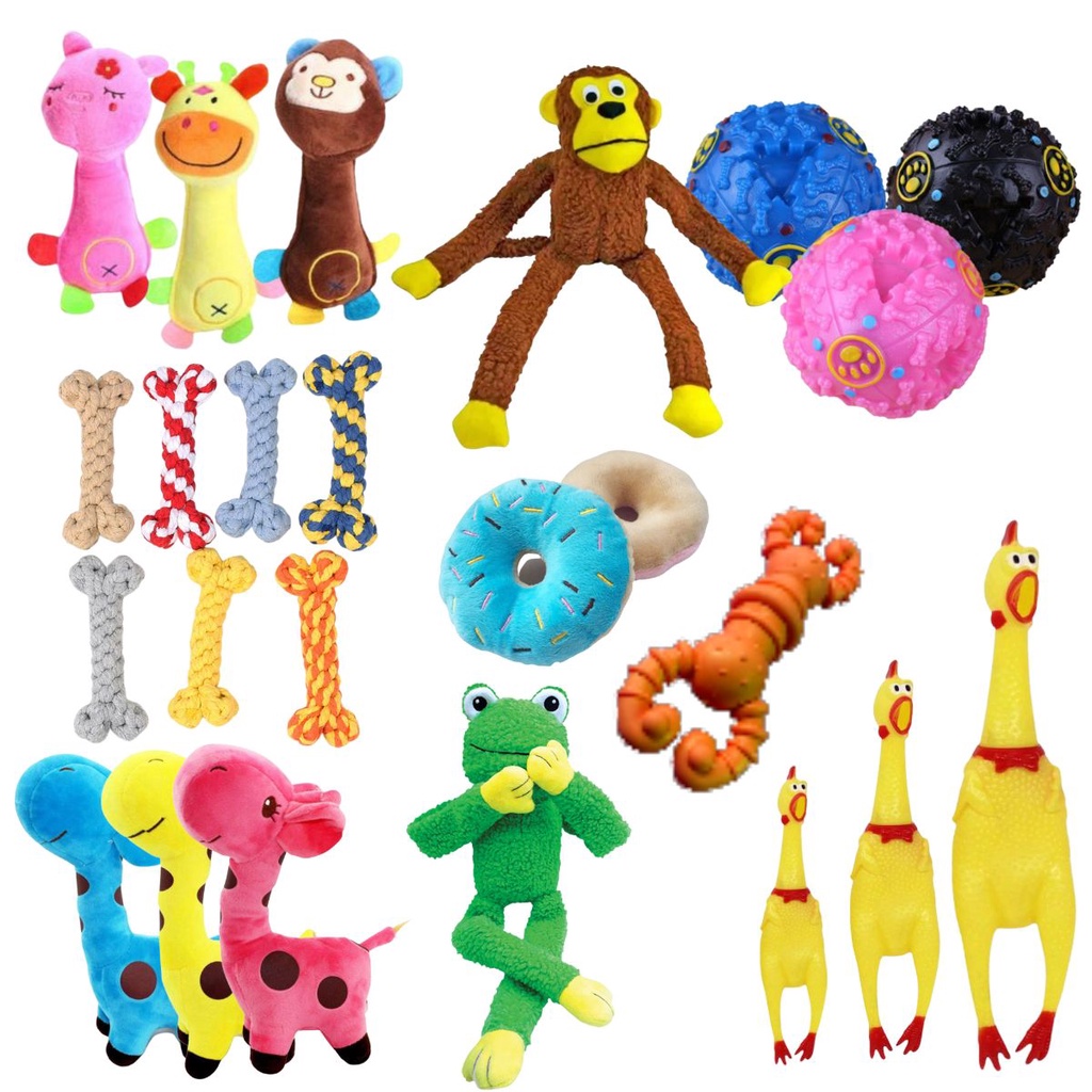 Brinquedo de Cachorro Pet Mordedor Corda Pelúcia Bolinha Interativa Mix Premium com Apito Som