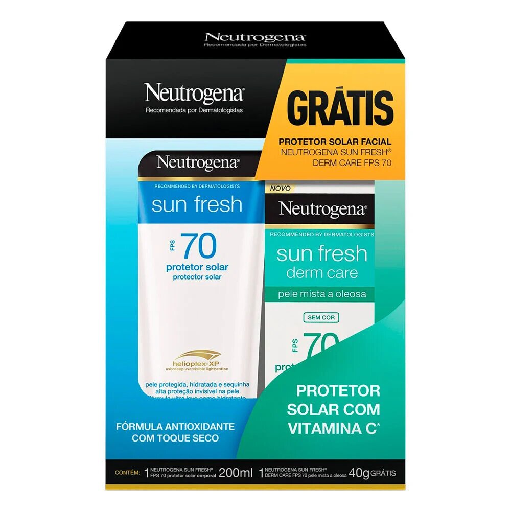 KIT PROTETOR SOLAR NEUTROGENA FPS70 CORPORAL + FACIAL PELE OLEOSA em Oferta na Shopee
