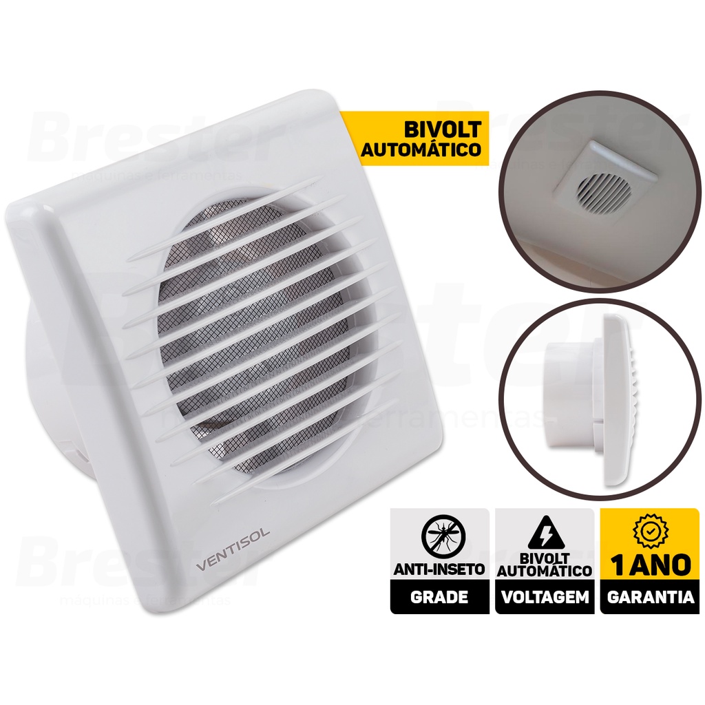 Exaustor Para Banheiro Ventilador Ventisol 100mm Bivolt Automático Quarto Cozinha Sala Casa Escritório em Oferta na Shopee