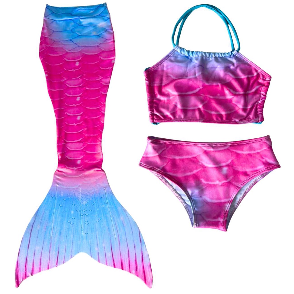 Fantasia de Sereia Infantil Completa com Monofim em Oferta na Shopee