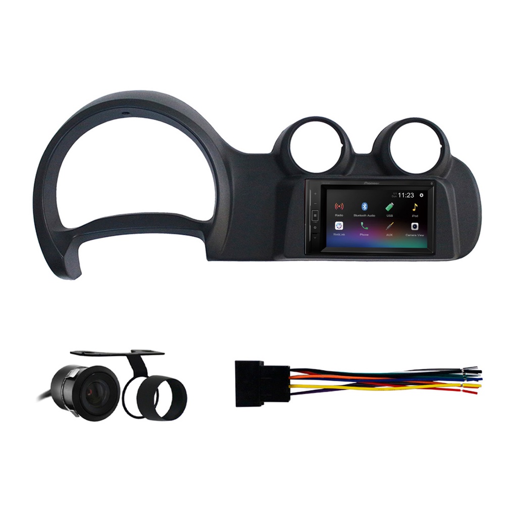 Kit Multimídia Pioneer 2 Din Uno Vivace 2010 11 A 2014 Fiorino 15 Em Diante 6,2 Pol DMH-A248BT Moldura Grafite Camera Ré