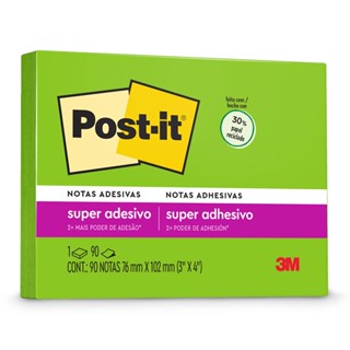 Bloco de notas super adesivas Post-it verde limeade 76x102mm 90 folhas 3M