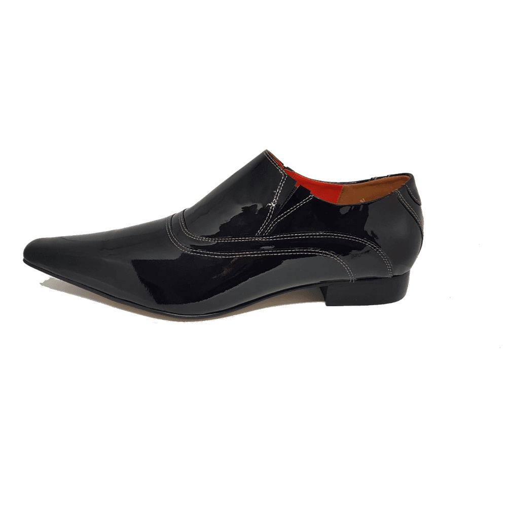 Sapato Masculino Italiano em Couro Social Executivo Preto Sarah Bico Fino Ref: 278 Preto