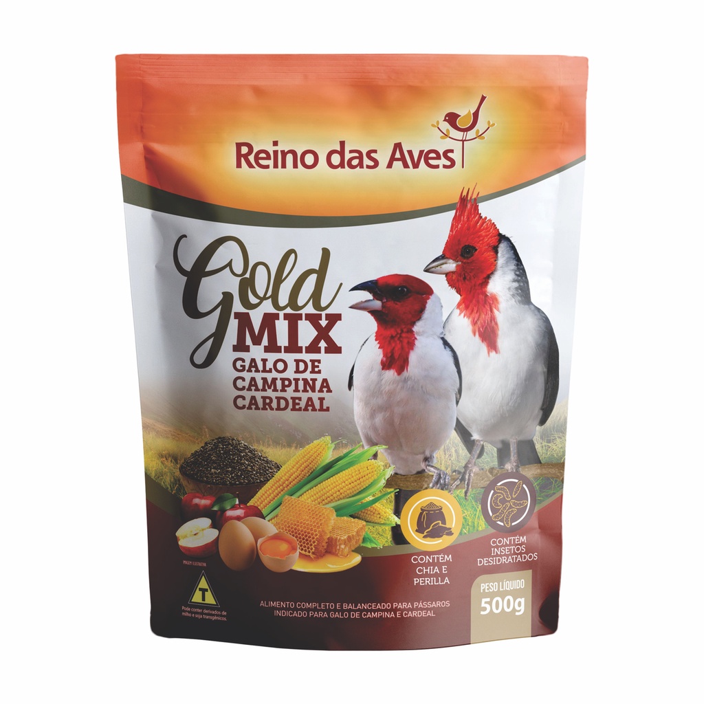 Racao Para Galo de Campina e Cardeal Gold Mix 500g -Reino Das Aves em Oferta na Shopee