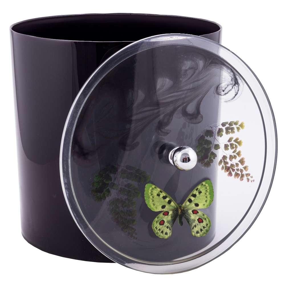 Lixeira Decorada Preto com Borboleta Verde
