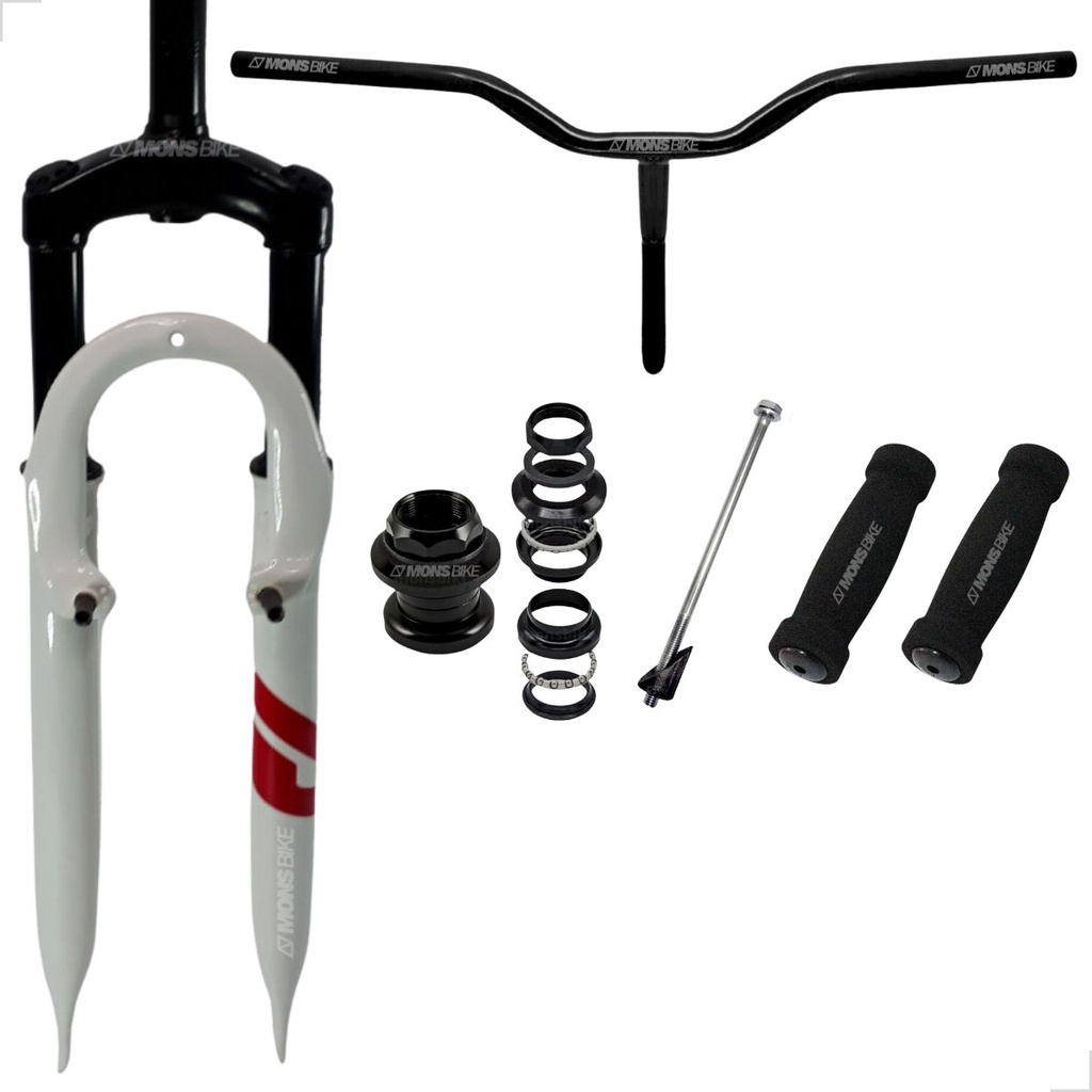 Suspensão Bike Aro 26 Standard + Caixa de Direção + Guidão Conjugado + Manoplas Punho MTB