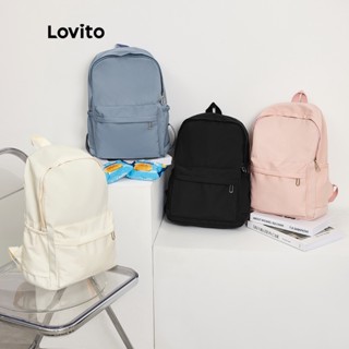 Lovito Preppy Plain Colorblock Pulseira De Ombro Dupla Mochilas Multi-Boqueadas L41BA05 (B...