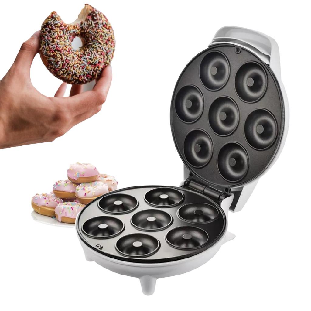 Maquina De Fazer Donuts Rosquinhas Portátil 110v Assadeira Compacta Antiaderente Doce Confeitaria Café Da Manhã Infantil