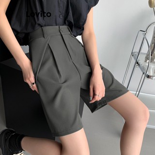 Lovito Casual Shorts com Bolsos para Mulheres LNA21235 (Cinza)