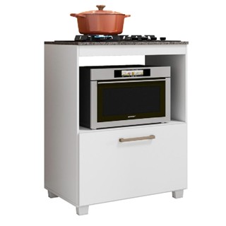 Balcão de Cozinha Para Cooktop 5 Bocas e Nicho Para Forno Slim Branco