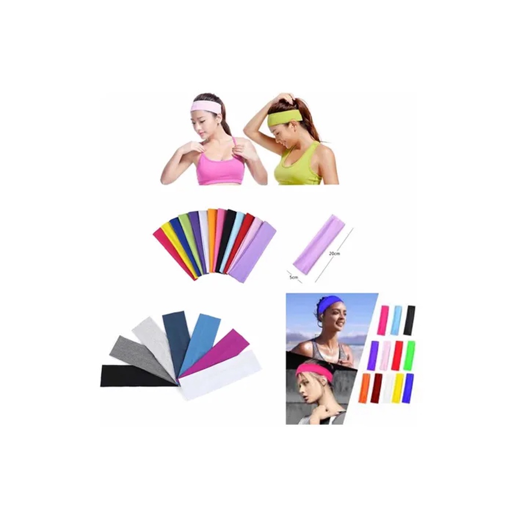 Kit 05 Faixa Cabelo Corrida Treino Esporte Vôlei Unissex Fitness Academia Caminhada Tiara Verão