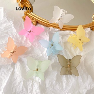 Lovito Grampos De Cabelo Acrílicos Cúbicos De Cor Transparente De Borboleta Lisa Romântica Para Mulheres LFA08389 (Cáqui Claro/Rosa/Verde/Azul)