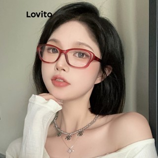 Lovito Óculos Femininos De Cor Gelatinosa Com Padrão Simples E Borboleta Anti-Azul LFA08437 (Cáqui Claro/Branco/Vermelho/Preto)