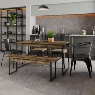 Mesa de Jantar com 1 Banco Estilo Industrial TUB em Oferta na Shopee