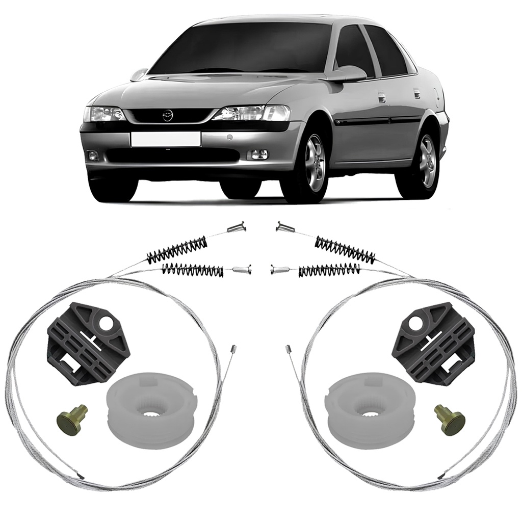 2 Kits Reparo Máquina Vidro Elétrico Traseira Vectra 4 Portas 1996 a 2005 Com Roldana