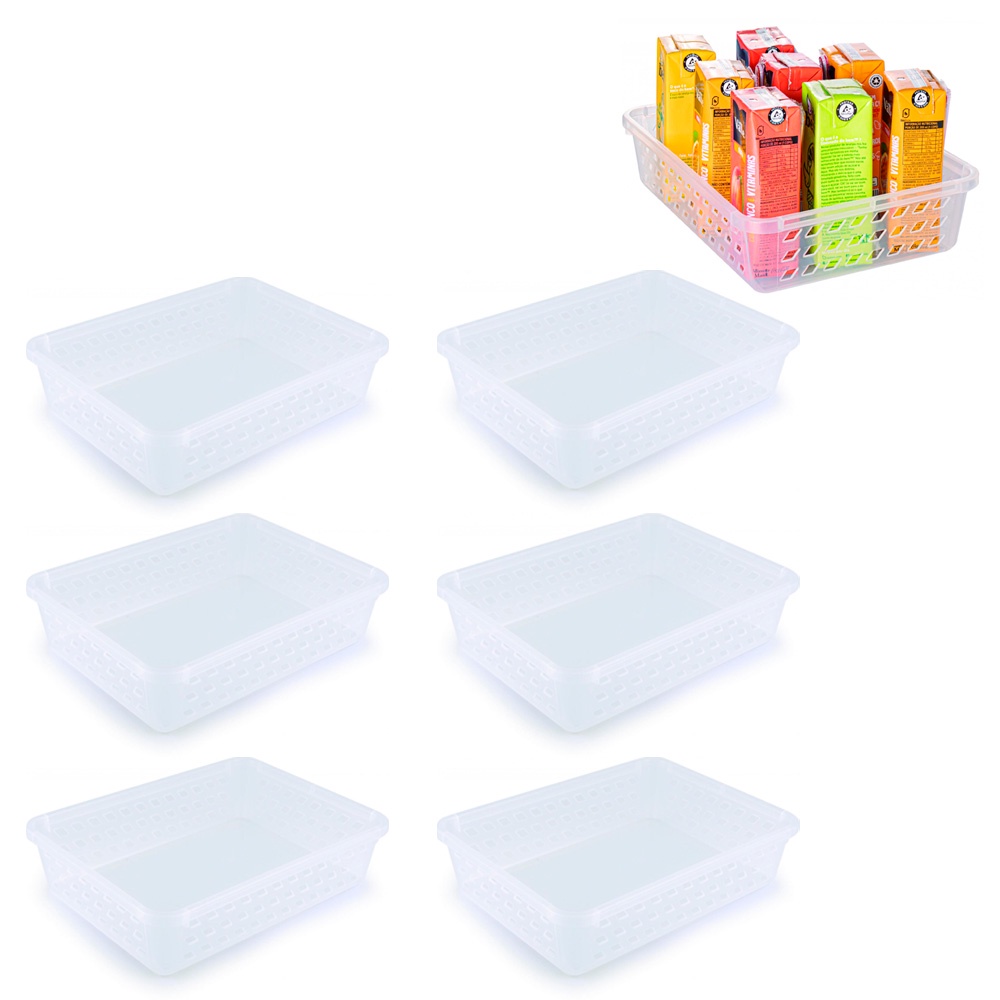 6 Cestas Plástico Transparente Organizador armários cômoda guarda roupa infantil quarto cozinha lavanderia cestinha