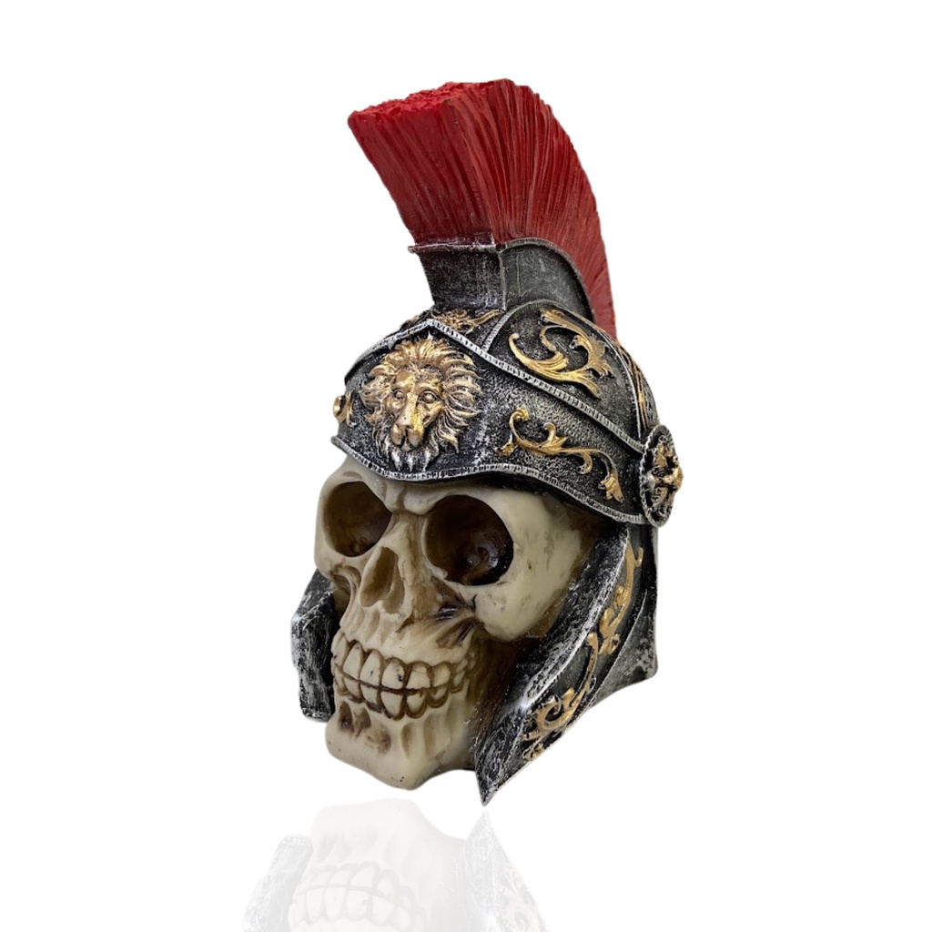 Caveira Enfeite Crânio Soldado Romano Em Resina Alta Qualidade Produto Decorativo Sala Quarto Escritório Presente Criativo Estátua Rústica