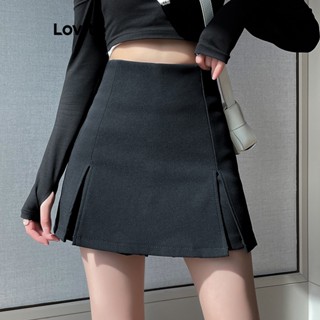 Lovito Shorts Casuais Lisos Divididos Para Mulheres LNE35223 (Preto)